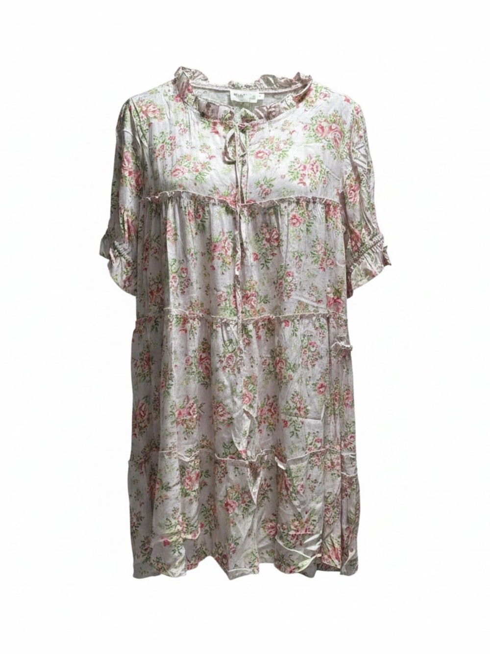 Ninexis floral babydoll top with ruffles and tie detail Size Large NWT
